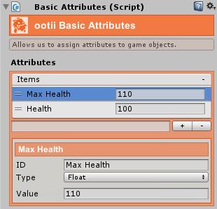 Basic Attributes While we could have simply stored the health attribute inside the Actor Core, I wanted to make sure we were modular enough to support RPG assets that may be managing the attributes.
