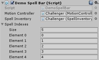 Demo Spell Bar In the Assets\ootii\_Demos\MotionControllerPacks\SpellCasting\Scenes folder, I ve included code for a sample spell bar. It s called DemoSpellBar.cs. It s not pretty, but it works.