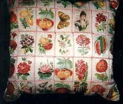 frame Pillow top fruit, flowers, and Queen Mab 15" x 13 Silk
