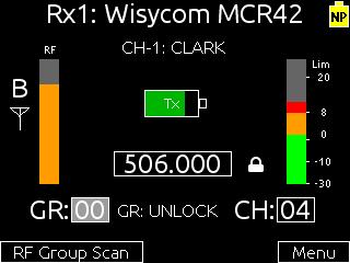Receiver Details Screen - Example B SL-6 POWERING AND WIRELESS SYSTEM The following example of the Receiver Details screen is for a Wisycom MCR42.