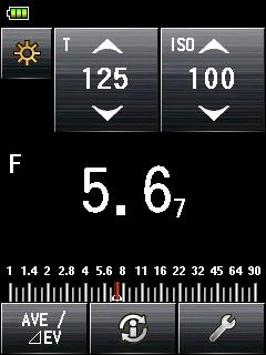 2-3. Measuring in Radio Multiple (Cumulative) Flash Mode 1) Touch the Measuring mode icon ( ) at the top left of the and then select the Radio Multiple (Cumulative) Flash Mode ( ).