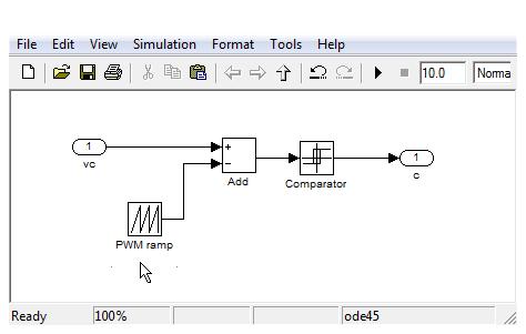 As you work through modeling steps, it is a good idea to save your work (as usual, ctrl S is the key shortcut for save) Double click on the PWM subsystem, add a Relay block (from Discontinuities), a