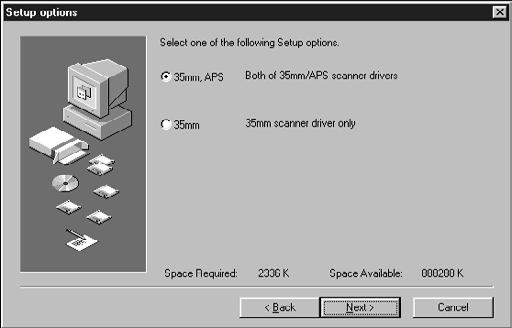 INSTALLING THE SOFTWARE The Setup Options dialog box will