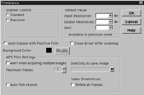 SETTING THE APS PREFERENCES 1. Click on. The APS Preferences window will open. Set the maximum number of frames that can be scanned at the same time.