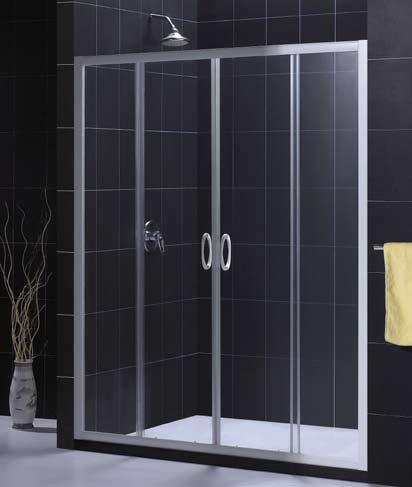 TM VISIONS SHOWER DOOR Two sliding doors Tempered 1/4 clear glass Anodized
