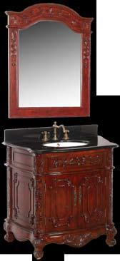 Additional carving on sides, corners and legs of the vanity add intricate detail to this mid-size vintage style vanity.