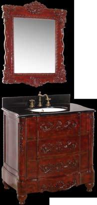 Available in Antique Cherry and Antique Oak with black granite countertop. Mirrors are also available in matching finish to complete the bathroom design.