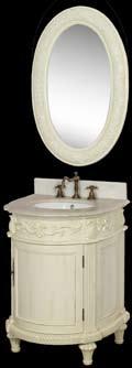 TM This elegant small vanity has beautiful carving on door and all cabinet surfaces.