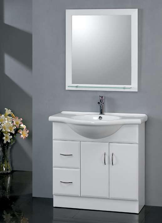 CERAMIC VANITIES 38 DLVRB-117 EURODESIGN VANITY A practical vanity with an elegant single piece porcelain countertop sink.