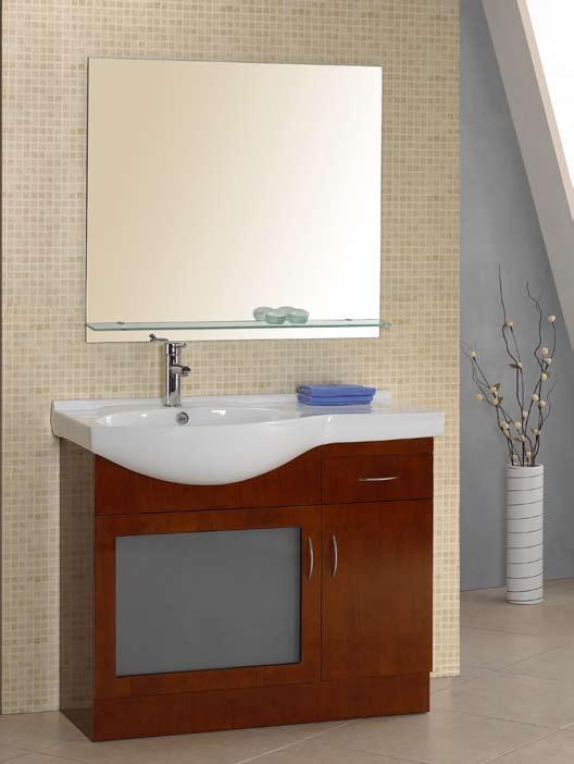 CERAMIC VANITIES 40 DLVRB-125 EURODESIGN VANITY A combination of wood, ceramic and glass gives this vanity a designer look.