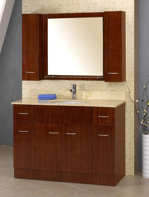 Add an optional mirror with integrated side cabinets.