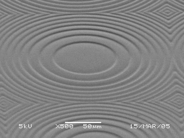 Figure 3-5 (b) shows the profile measurement by WYKO Interferometer. Figure 3-5 (c) shows the profile measurement by ET-4000 surface profilometer. The middle circle thickness is 0.75µm.