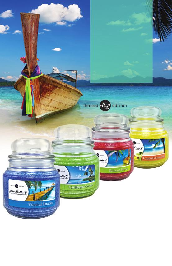 Mia Bella s TM Limited Edition Jar Candles Sit back and enjoy our limited edition beachcomber scents! Experience an exotic tropical Stay-Cation anywhere, anytime! These 16 oz.