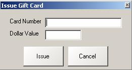 Issue Gift card Before any gift card can be used, you must activate the card. This function controls the loss or theft of a gift card(s).