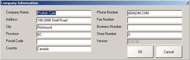 Company Setup This information is setup during the initial install of the software and cannot be changed as it is directly tied to the Serial number of the software.