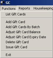 Function Menu This chapter will explain how you control all aspects of the actual gift card program itself.