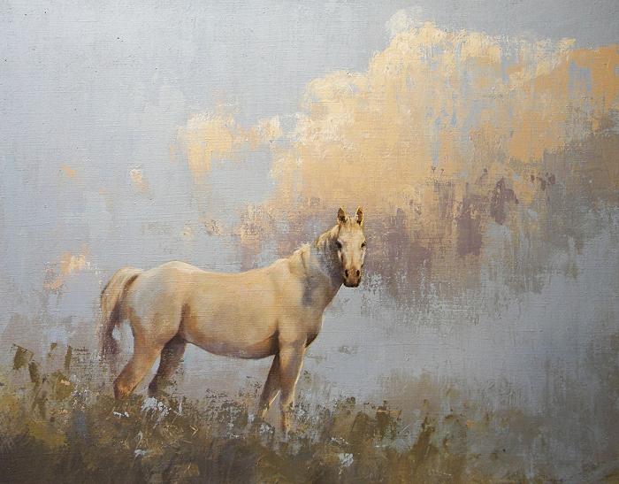 Clouds in sky (S) Horse in field (P) Sky JM Brodrick - Oil Even the very simple subjects can