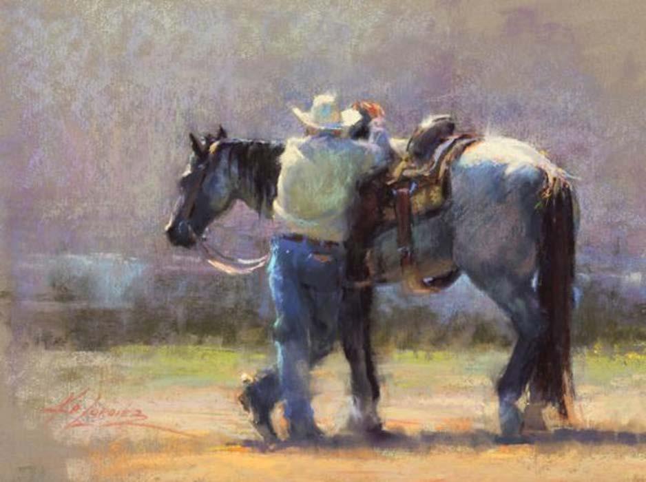 Cowboy with horse at rodeo (P) Background (S) Hangin With Blue Lordier Small Lack of detail can create a