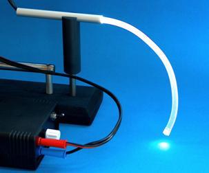 A white LED with luminous intensity of 20 cd is usable to make a model of a light guide (an optical fiber Figure 11). A transparent plastic hose was filled with silicon oil.