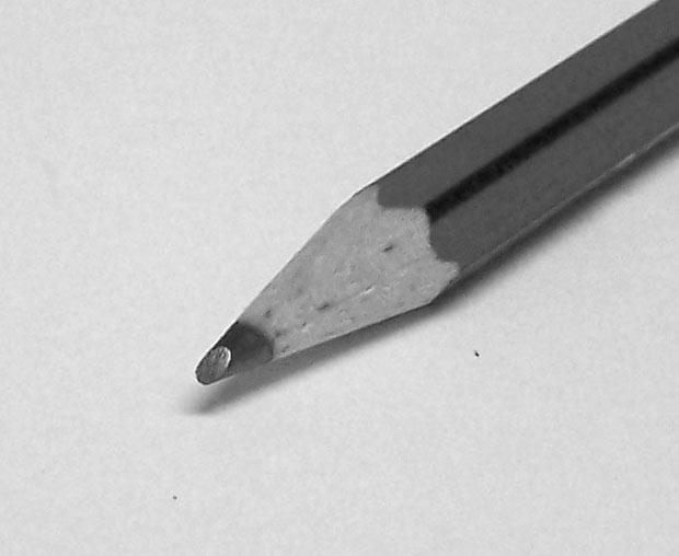 Fig. 2b. The Chisel point now has a wide ellipse shape on the end of the graphite 3.