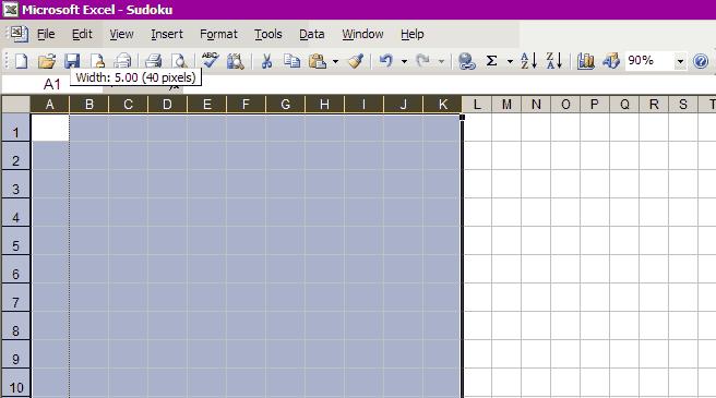 Sugden: Sudoku in Excel SUDOKU IN EXCEL 3 Workbook / Worksheet Setup 1. Open Excel and create a New Workbook: File > New > Blank Workbook. 2.