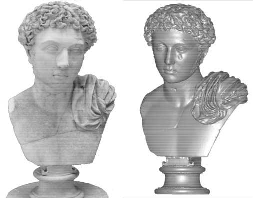 5 6 Fig. 5. Madonna with Child by Giovanni Pisano (1268 75) from OPAE museum. Fig. 6. Portrait of a young man from the Ince-Blundell collection (left) and its digital copy (right).