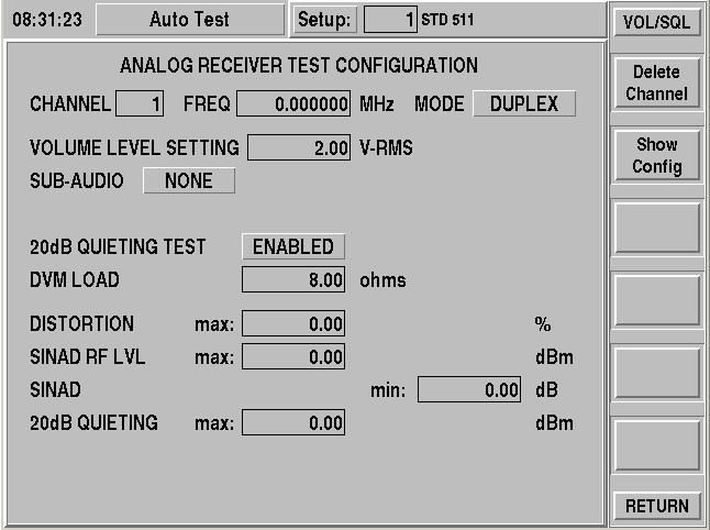 time. The Auto Test is an Application accessible under the Apps selection on the Main Function Select Menu. The first example screen is the TEST INFORMATION screen.
