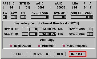 IMPLICIT / EXPLICIT The IMPLICIT / EXPLICIT button allows users to access Implicit and Explicit message format data fields according to the options installed in the 2975.