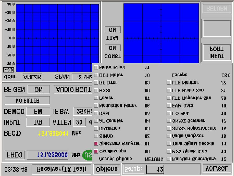 Analyzer options. Press [RETURN] Key to accept options. The Spectrum analyzer can be used to condition the input signal to ensure that the level being received is not too high or low.