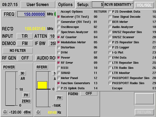 Selecting the User Screen allows additional meters to be configured and