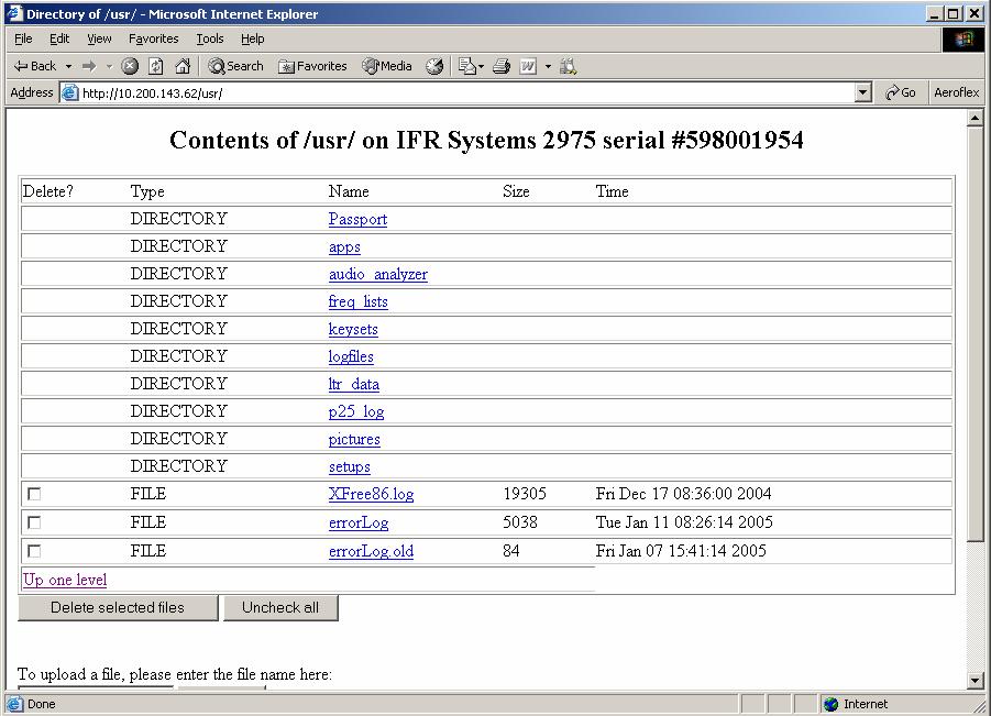 User Files. This link provides access to User file storage areas within the 2975.