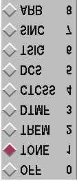 Selecting M1 or M2 allows access to a tone signaling selection list.