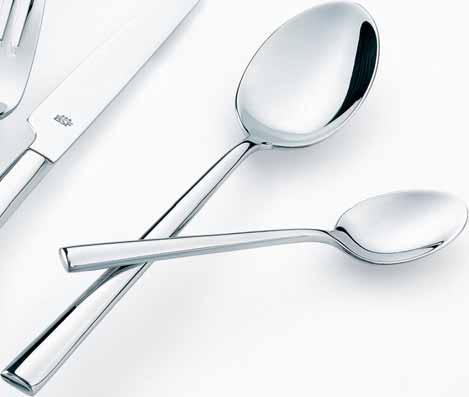 polished Each flatware set is available in a