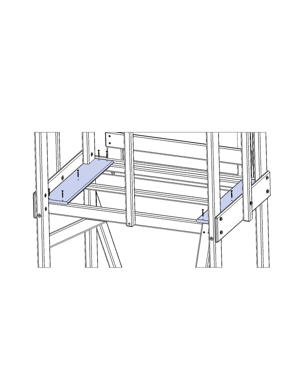 Step 15: Attach Floor Boards A: Install 1 (1774) CE Gap Board to each end of the assembly attaching to (1761) Side Joist, (1763) Floor Joist and (1764) Front Floor using 5 (S2) #8 x 1-1/2 Wood Screws