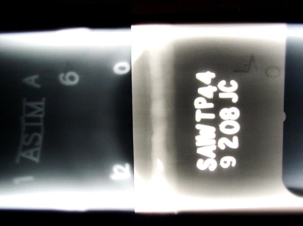 Radiograph 6 Double wall single image source side IQI placed inside the pipe 0.20mm wire visiable 12 to 0cm. The geometrical unsharpness is 0.