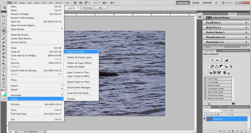 From Photoshop, and with an open Photoshop Image, go to File > Scripts >