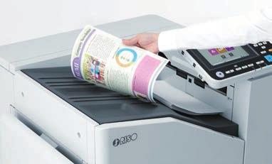 The optional one-pass duplex scanner drastically enhances processing speed for scanning. You can load up to 200 sheets for quick scanning and copying of large documents.