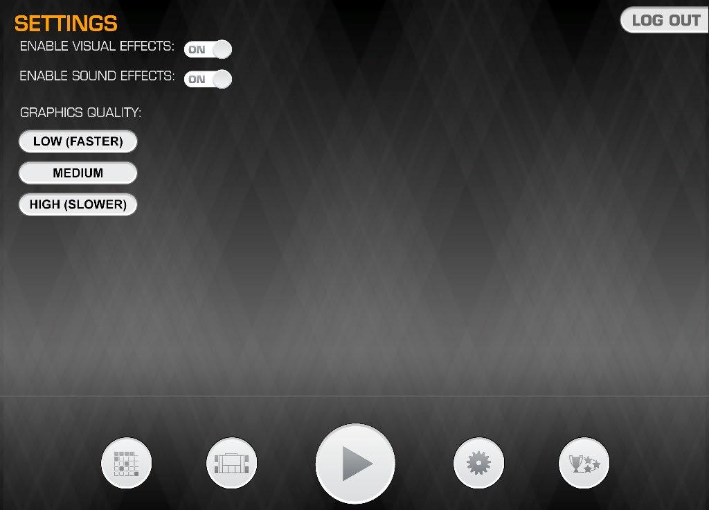 RVW App Settings 3 2 The options available within the Settings menu allow you to customize your experience. VISUAL EFFECTS Enables and disables sound effects (enabled by default).