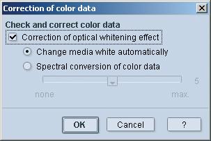 Correct measurement data Optical whitening This correction function is significant when using paper with optical lighteners (for example color copiers and proof printers).