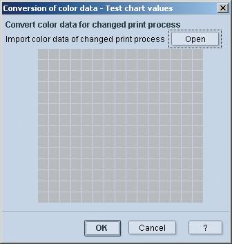 Convert measurement data Test chart data In this dialog window the second method is used to convert the color data.