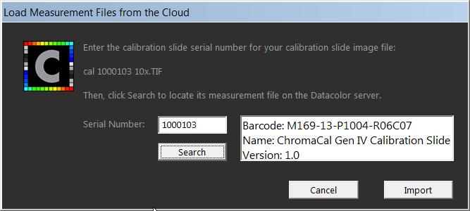 5. Click Import and the Measurement File will be downloaded from the Datacolor Cloud Server.