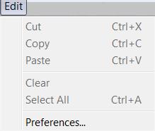 The Edit Menu contains standard edit functions, as well as the ability to define certain user and