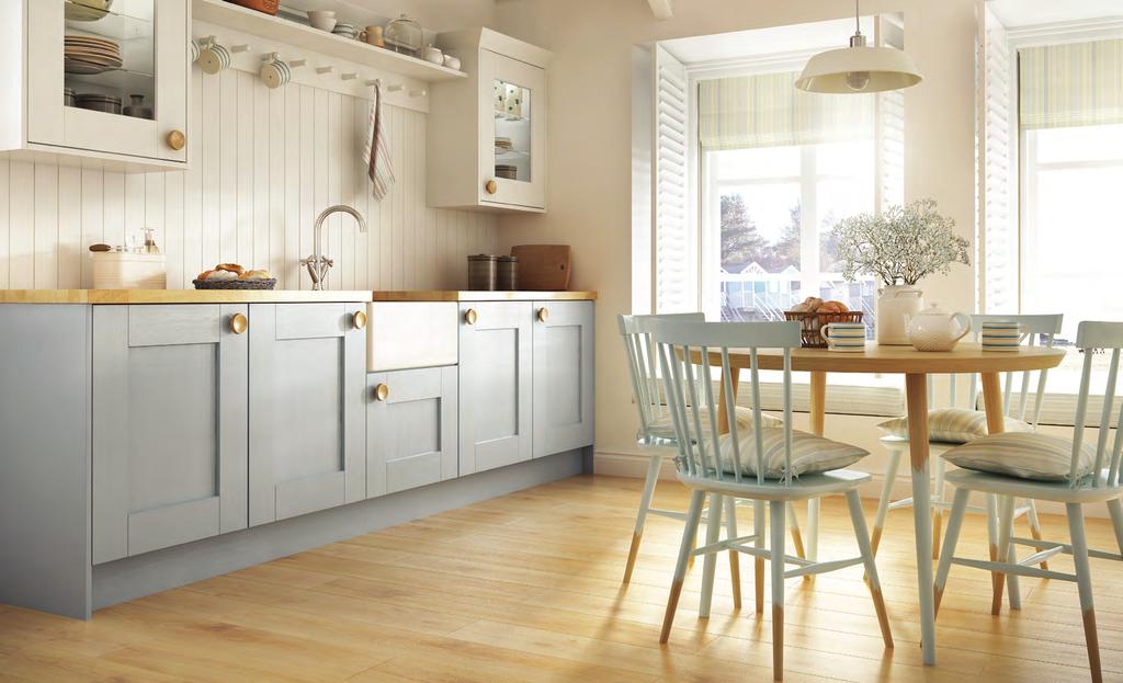 Whitby French Grey & White A classic painted shaker design with simple handles