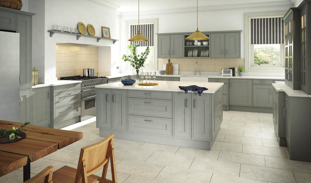Edwardian Light Grey Shaker Traditional in-frame style doors in a contemporary colour with key