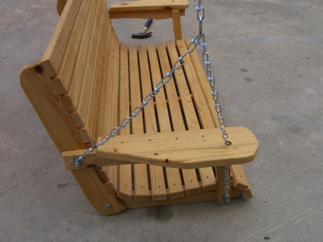 of the swing. Use the back chain to adjust if you want the swing to sit upright more, or lay further back.