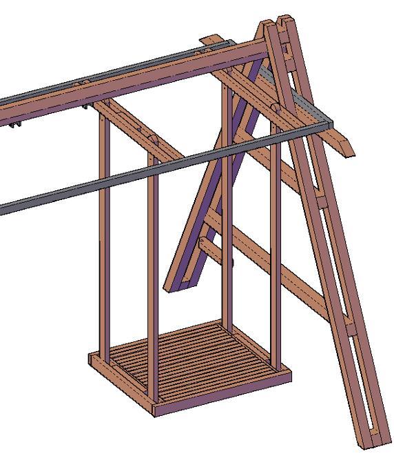 the roof frame with one carriage bolt (6 ½ x 3/8 ),