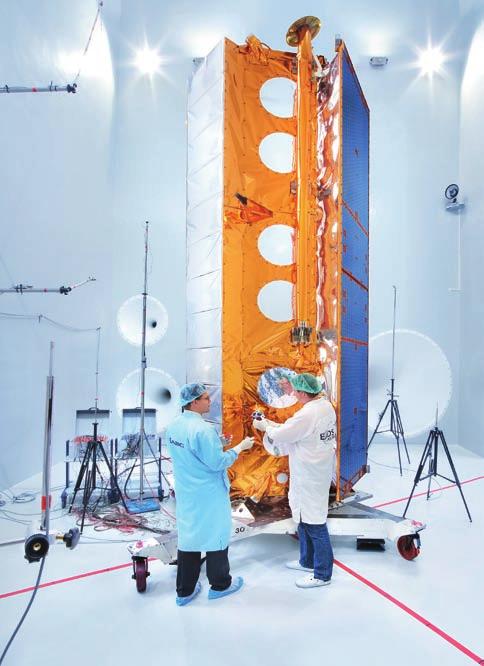 Mechanical tests TerraSAR-X spacecraft during acoustic noise test.