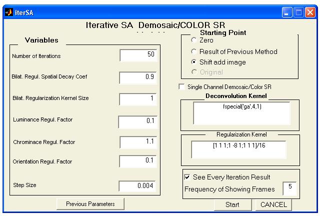 Figure 4.1: Static Demosaic-Color SR GUI screenshot. have Green and Blue values (Figure 4.2.