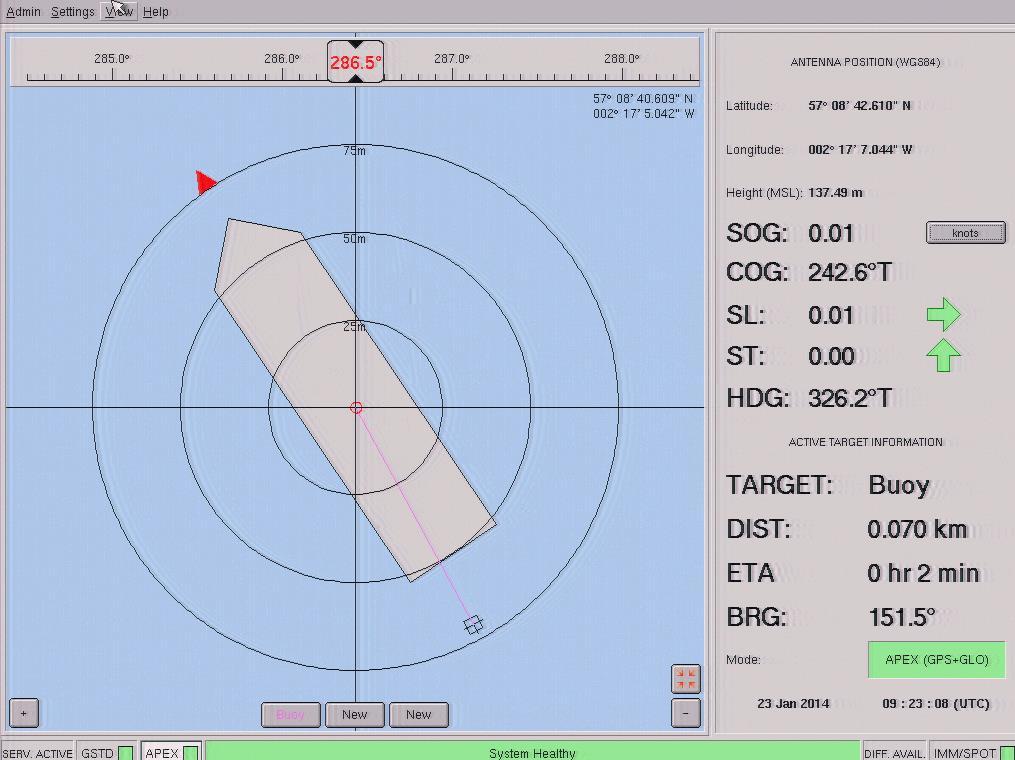 Station keeping Alarm When set to station keeping the system will alarm when the distance between the target position and the vessels centre of rotation exceeds the user defined value Zooming Using