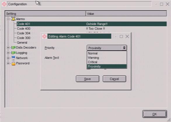 Alarm Configuration The user can configure the priority of alarms these depending on the severity of the operation, i.e. is data is lost, this may be seen as critical as the system will not be operating at all.